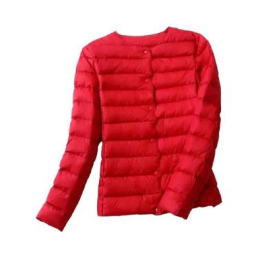 Imagem de Casaco Feminino Leve De Plumas Com Gola O Ou Gola V, Jaqueta Puffer Ac
