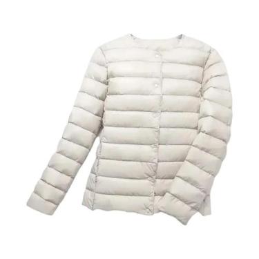 Imagem de Casaco Feminino Leve De Plumas Com Gola O Ou Gola V, Jaqueta Puffer Ac
