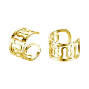 Imagem de Brincos De Pressão Femininos De Aço Inoxidável Com Folha, Sem Furo, Ac