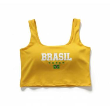 Imagem de Cropped Regata Brasil Torcida Hexa Verão 2026 - Generic, Amarelo