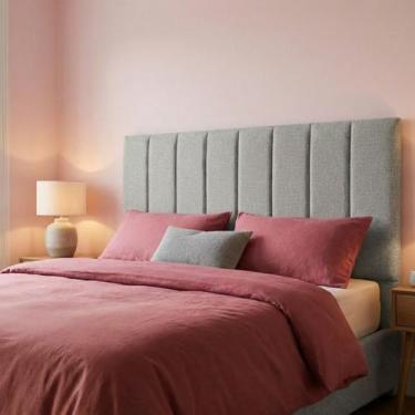 Imagem de Cabeceira Cama Queen 8 Peças Decorativas Autocolante Cinza Estofado Mo