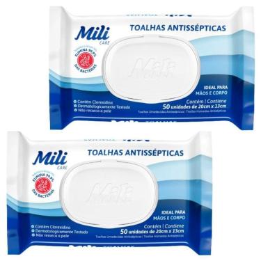 Imagem de Lenço Umedecido Ou Toalhas Antissépticas Mili 2 Pacotes C- 50 (total: 100 Toalhas)