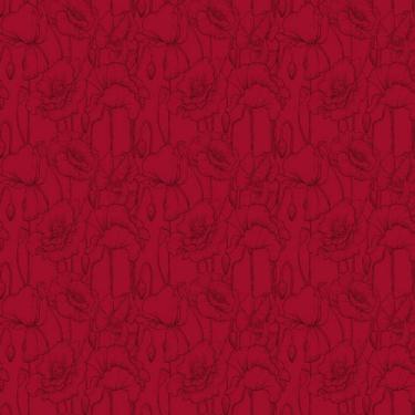 Imagem de Papel De Parede Vermelho Com Desenho Flores Adesivo Sala