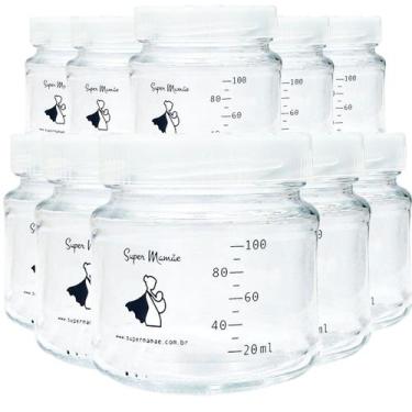 Imagem de Kit 24 Potes Vidro para Armazenar Leite Materno Graduados 100ml - Supe