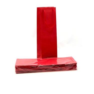 Imagem de 10 Sacolas de papel kraft para garrafa de bebida / vinho Cor:Vermelha 