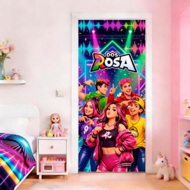 Imagem de Capa Para Porta Decoração Influenciadora Infantil Os Rosas Painel Em T