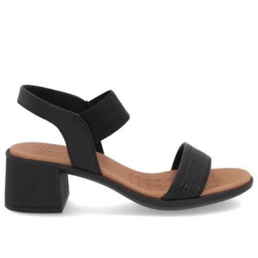 Imagem de Sandália Usaflex Salto Bloco Couro Palmilha Especial UC22003, 37, Pret