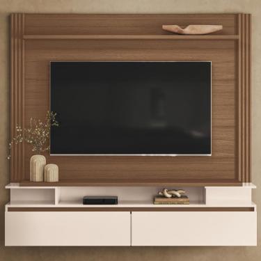 Imagem de Painel Tv 65 Pol 181cm Bancada Suspensa Astor Castanho/off - Hb Móveis