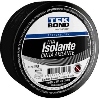Imagem de Fita Isolante, 19,0 mm x 5 m, Preta, Tekbond OstenVonder