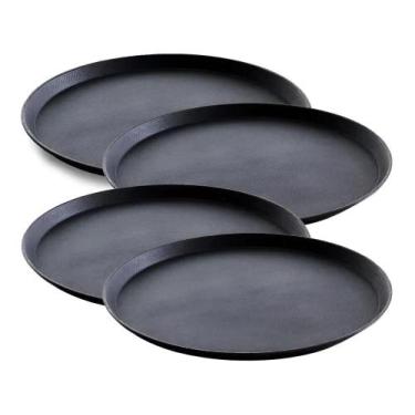 Imagem de Bandeja Garçom Redonda Plástico MR. Ogro 40cm Preta 4 Unidad - Congrat