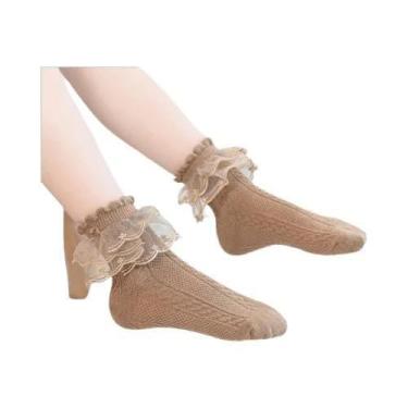 Imagem de Meias De Princesa De Algodão Com Renda Para Meninas, Moda De Outono, C