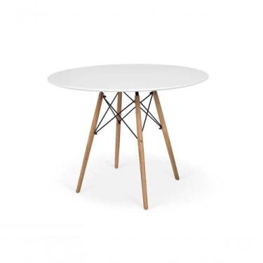 Imagem de Mesa Eiffel Branca 80cm Madeira Ideal Para Cozinha Sala De Jantar Ou E