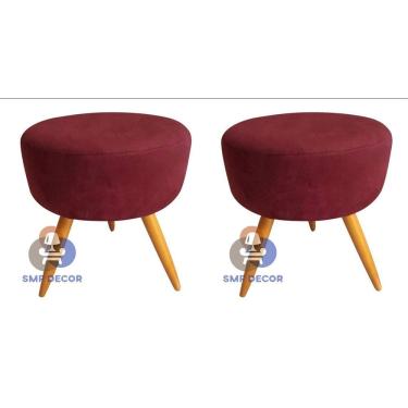 Imagem de Kit 02 Puff Redondo Pés Palito