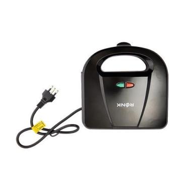 Imagem de Sanduicheira Grill Elétrica Aço Inox Preta 750 W - RONK, 110V