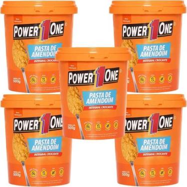 Imagem de Kit 5X Pasta de Amendoim Integral Crocante - 500g - Power One