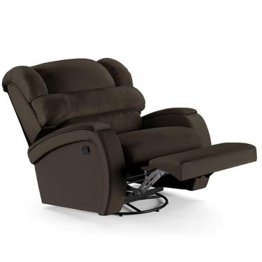 Imagem de Poltrona Do Papai Reclinável Kalie Glider Giratória Usb Fh9 Pu Marrom - Mpozenato