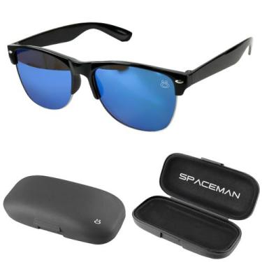 Imagem de oculos sol masculino proteção uv clube sol verão + case casual preto p
