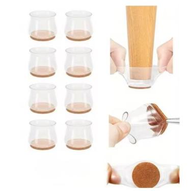 Imagem de Kit 8 Protetores de Cadeira Pés de Móveis Silicone Feltro - arts, Cinz