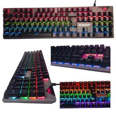 Imagem de Teclado Mecânico Gamer Switch Blue Led Rgb 7 Cores Rainbow 12 Funções 