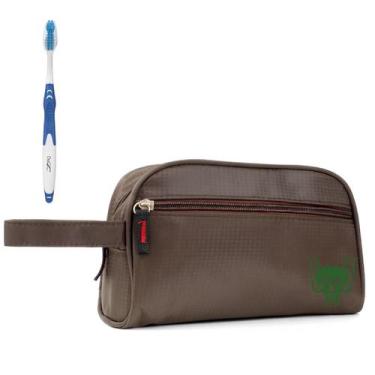 Imagem de Nécessaire Executiva Nylon Impermeável Marrom Estampada - Mormino