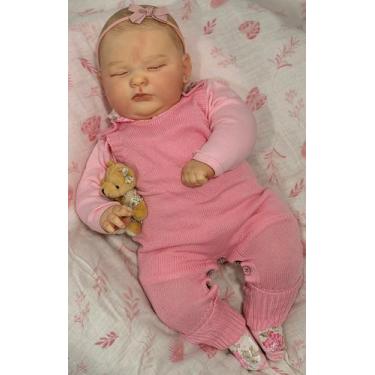 Imagem de Bebe Reborn Boneca Joseph Menina Dormindo Careca 65cm - Ana Dolls