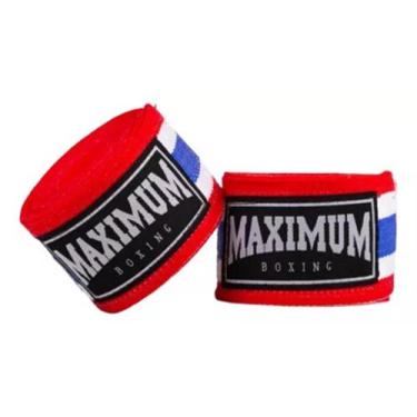Imagem de Par Bandagem Maximum Muay Thai 3 Metros Boxe Kickboxing, Vermelho, úni
