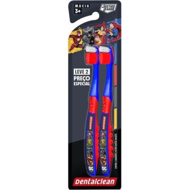 Imagem de 2 Escovas De Dente Infantil Liga da Justiça Formato Anatômico Macio - 