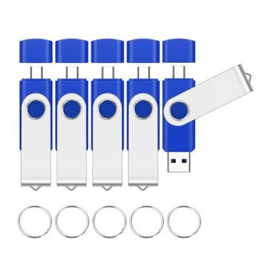 Imagem de Pen drives EASTBULL 16 GB kit com 5 unidades USB 2.0 + Tipo C