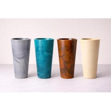 Imagem de vaso decorativo coluna ibiza marmorizada 40cm em polietileno - ms pais