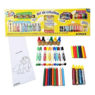 Imagem de Kit De Colorir Art Kids Canetas Tintas Giz e Muito Mais - Acrilex