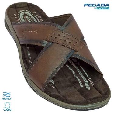 Imagem de Chinelo Masculino Pegada Ortopédico Couro, Pinhao, 39