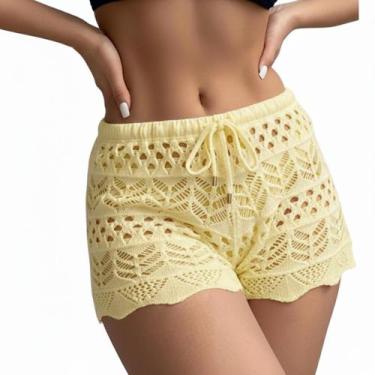 Imagem de Shorts Saida de Praia Tricot Malha Algodão com Cordão Cor:PretoTamanho