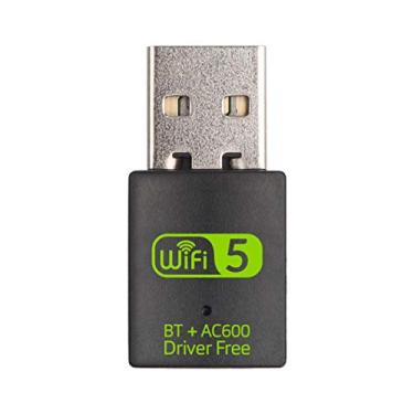 Imagem de Adaptador de cartão de rede sem fio USB WiFi, Bluetooth, 2,4 GHz, 150 Mbps e 5,8 GHz, 433 Mbps, placa de rede sem fio, versão sem driver, sem fio, Bovaoce, WiFi, Bluetooth, dois em um