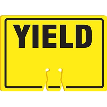Imagem de Accuform NMC "Yield" Traffic Cone Top, combine com cones laranja para criar uma placa de aviso personalizada, placa de cone de plástico de 25,4 cm x 35,5 cm, feita nos EUA, FBC767