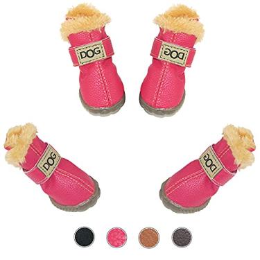 Imagem de WINSOON Botas para cães Austrália, tênis antiderrapante para animais de estimação, para inverno, quente, à prova de escorregões, conjunto de 4 peçasWINSOON Size 5 rosa USPUS0755