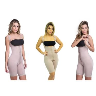 Imagem de Cinta Body Macaquinho Pós Cirúrgico Alta Compressão Abdominoplastia Lipoaspiração Abdômen Flancos Culotes Pernas Biobela