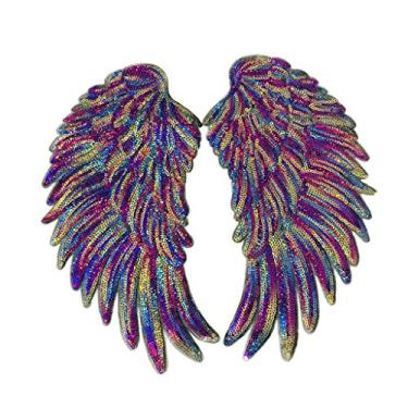Imagem de LoveinDIY GZYF 2 pçs patch de lantejoulas anjo DIY bordado aplique bling para jaquetas decoração de pano dia dos namorados, colorido