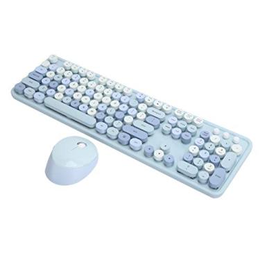 Imagem de Conjunto de mouse para teclado, teclado ergonômico USB sem fio mecânico 104 teclas com suporte ajustável, para Windows XP/win7/win8/win10 (azul)