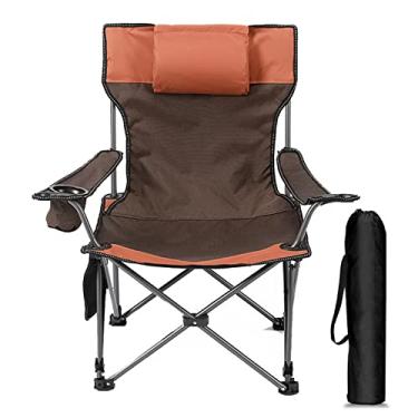 Imagem de Cadeira de acampamento dobrável suporte armação de aço para esportes ao ar livre, piquenique, festival, caminhadas, mochila com bolsa de transporte, laranja, 53 * 53 * 89 cm