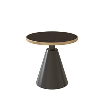 Imagem de TOMYEUS Mesa de Centro Redonda Dourada com Mesa Lateral e Mesa de Chá, Mesa de Sala de Estar e Quarto, Mesa de Canto Preta