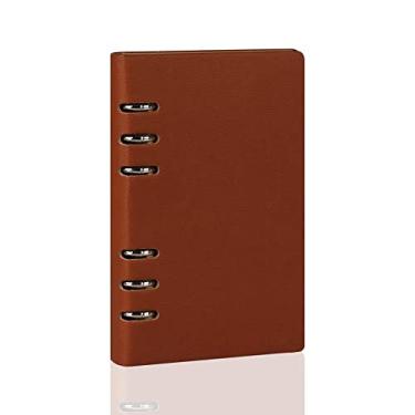 Imagem de Caderno Clássico A5 Clássico Recarregável Bolso Solto Couro 6 Furos Caderno Diário Capa Dura Diário Caderno de Negócios, marrom, 1 peça