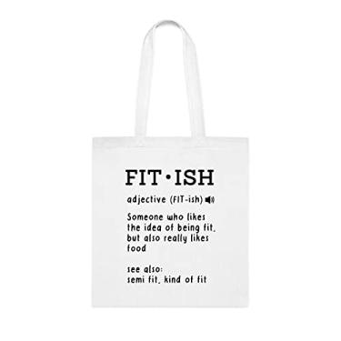 Imagem de Bolsa Fit Ish objetiva, presente divertido, bolsa de ombro, bolsas reutilizáveis, cesta de Natal de aniversário, ideia de presente, Branco