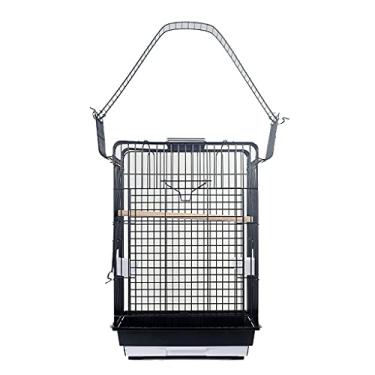 Imagem de KIZQYN Gaiolas de papagaio de metal gaiola de pássaro preto grande gaiola de estorninho monge xuanfeng gaiola de jogo retangular periquito gaiola de voo (cor: preto)