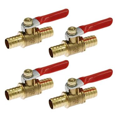 Imagem de Bonsicoky 4 peças válvula de esfera de água de latão 3/8" mangueira ID mangueira farpa válvula de desligamento conector de tubo rosca para ar, tubulação de água