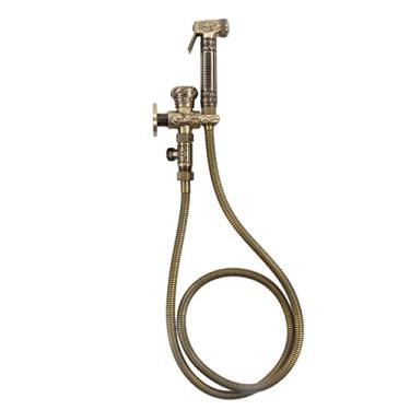 Imagem de Pulverizador de bidê antigo, rosca fêmea e macho G1/2 montado na parede cor bronze de alta pressão antigo acabamento de cobre pulverizador de vaso sanitário para banheiro