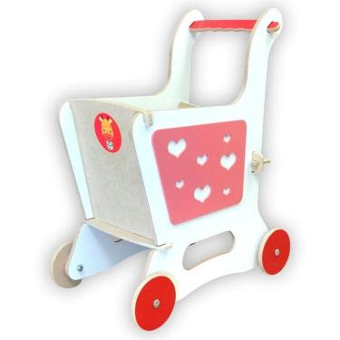 Imagem de Andador Carrinho de Supermercado em Madeira Rosa