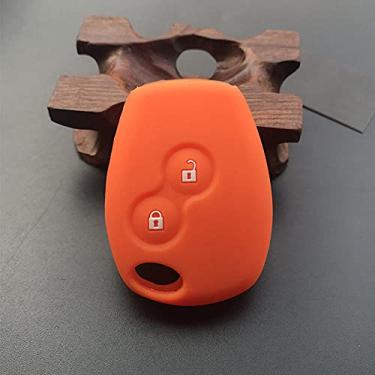 Imagem de YJADHU Capa de chave de carro de silicone, capa de chave remota, apto para Renault 2 botões Kangoo Dacia Scenic Megane Sandero Captur Twingo Modus, laranja