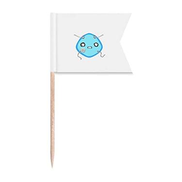 Imagem de Bandeiras de palito de dente de expressão agressiva confusa para marcação de rotulagem para bolo de festa comida prato de queijo