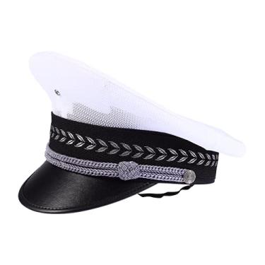 Imagem de GALPADA Chapéu de capitão segurança adulto iate barco navio chapéu marinho chapéu capitão guarda chapéu protetor, Branco, tamanho �nico