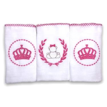 Imagem de Kit Enxoval com 3 Fraldas De Pano (Princesa Pink Forte)